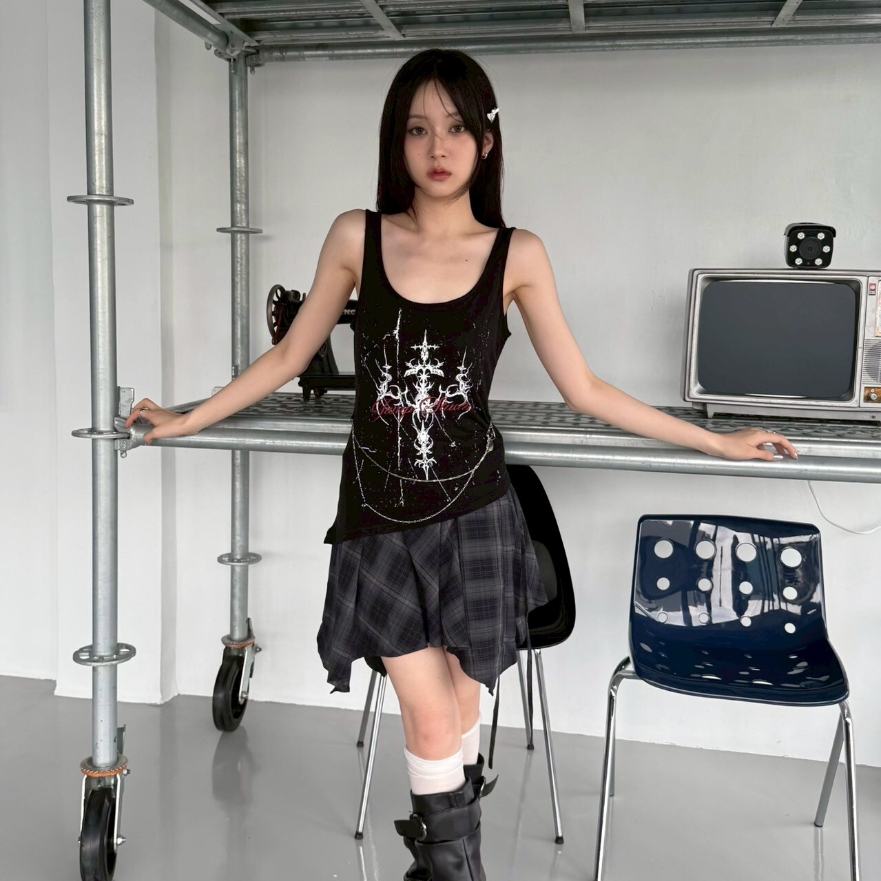 親膚軟軟十字廢土斜擺背心