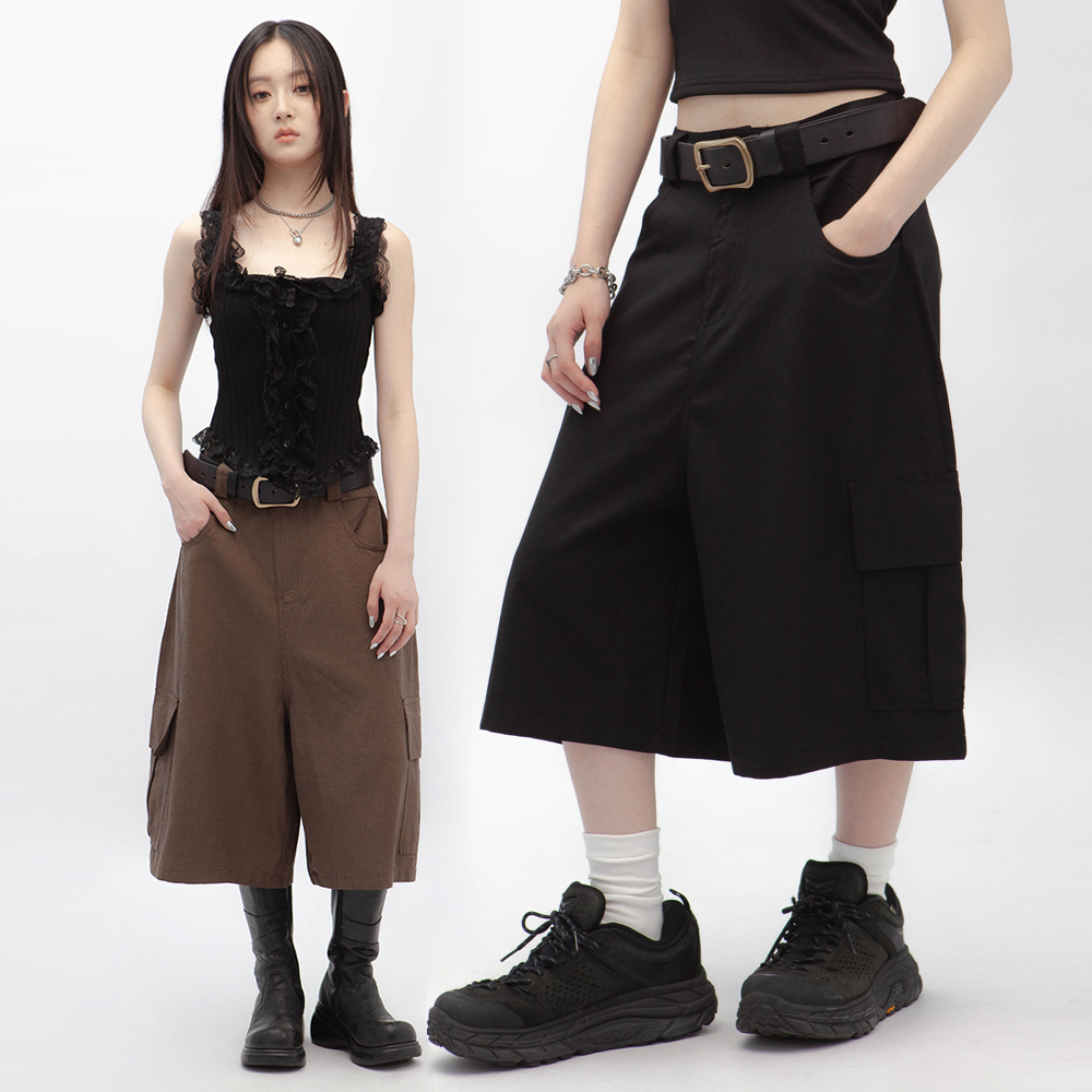 工裝寬版七分褲(in stock)