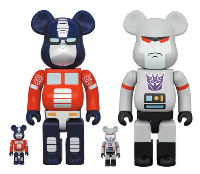 BEARBRICK TRANSFORMERS OPTIMUS PRIME & MEGATRON 100% & 400% SET OF 2