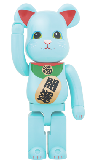 BEARBRICK 夜光藍 招財貓 GID 1000％