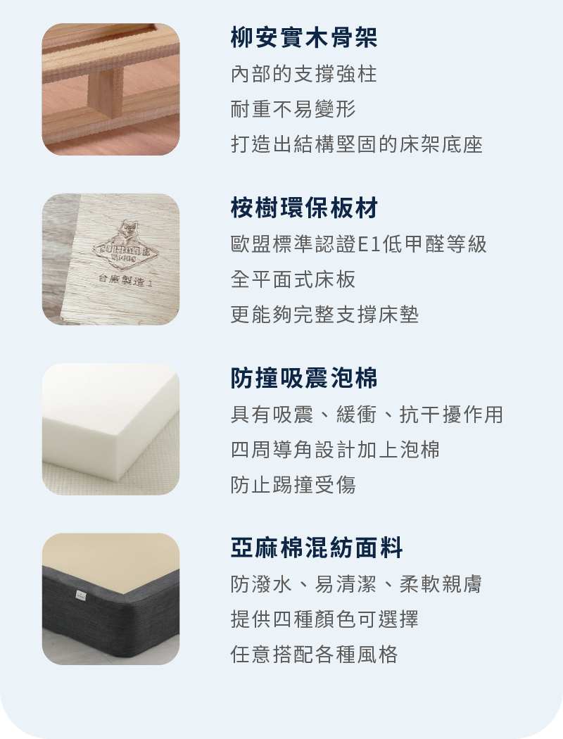 晚安奈特 簡約實木床架|四大內材