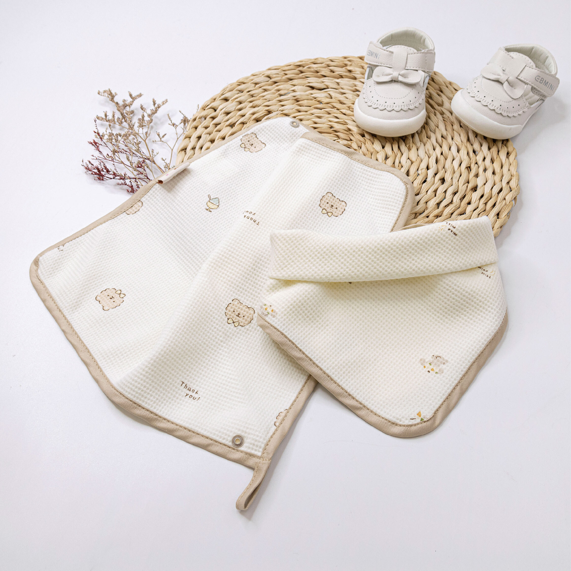 【JB0456】MIT手繪華夫格多用口水巾(兩入一組)