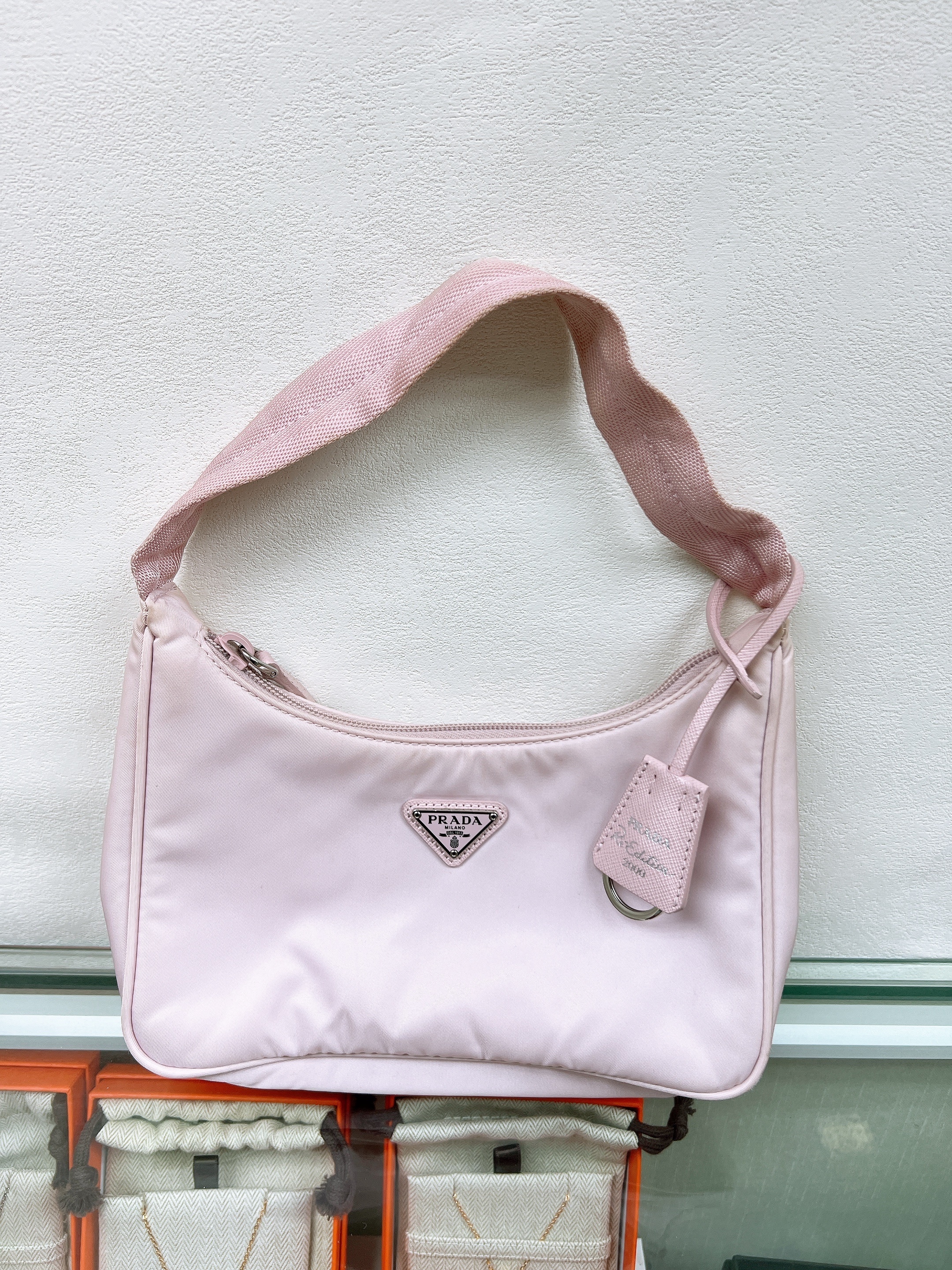 Prada re-nylon hobo pink