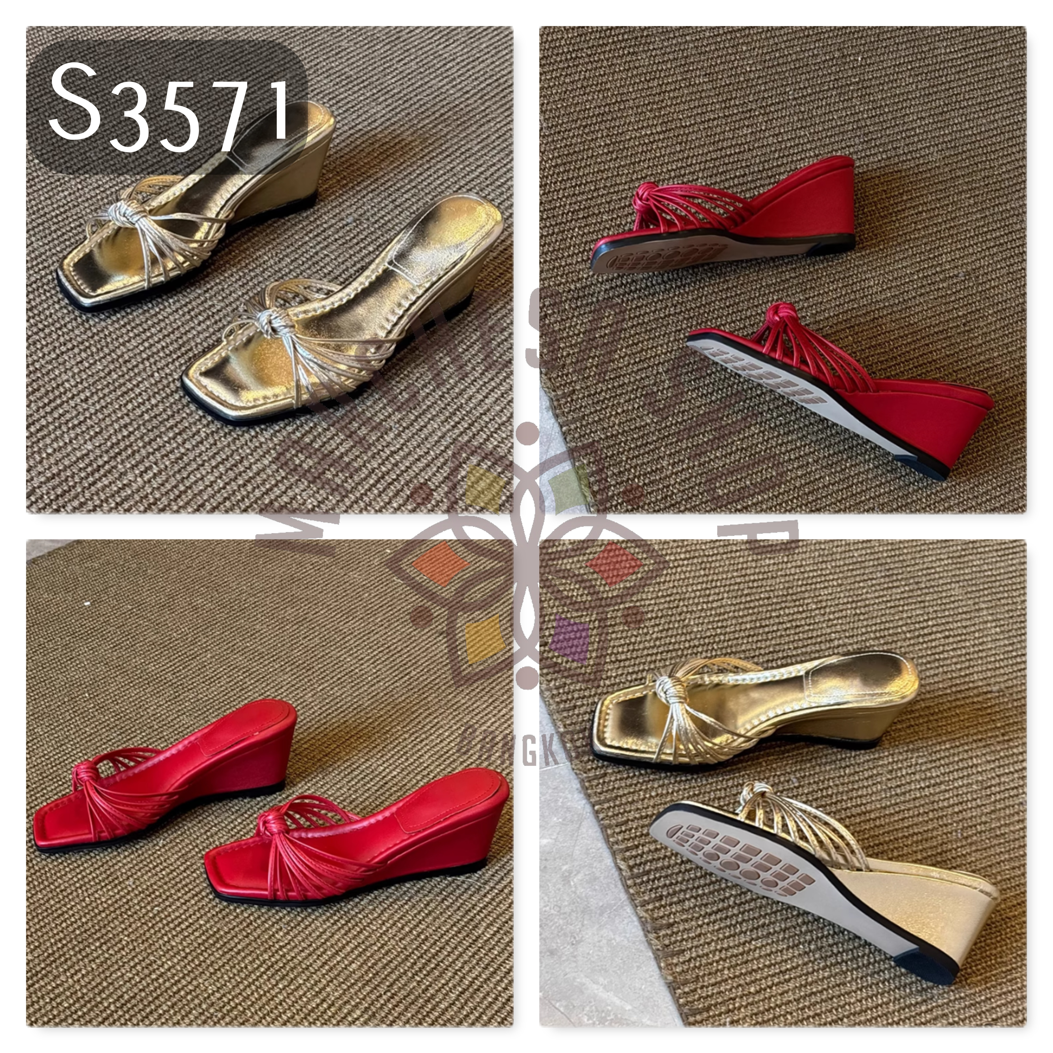 S3571 - 頭層羊皮綁結船踭涼拖