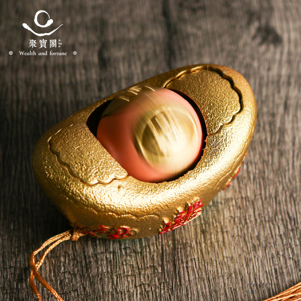 財源滾滾元寶擺件-富貴金｜財運珠｜聚財暴富｜轉動｜財運｜茶桌擺件｜過爐加持【綵金殿】
