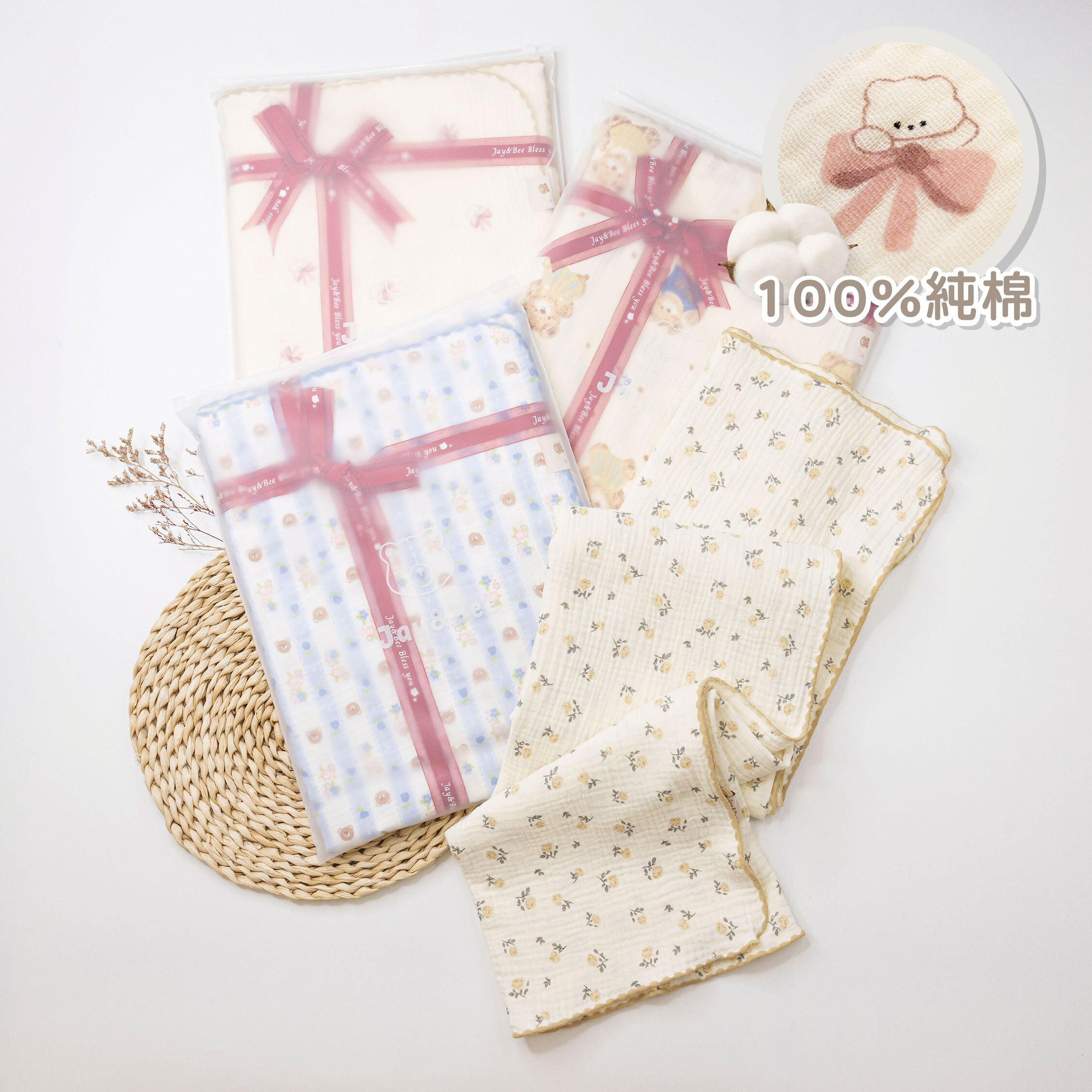 【JB0458】MIT軟萌小熊。雙面純棉泡泡紗蓋被＊四款