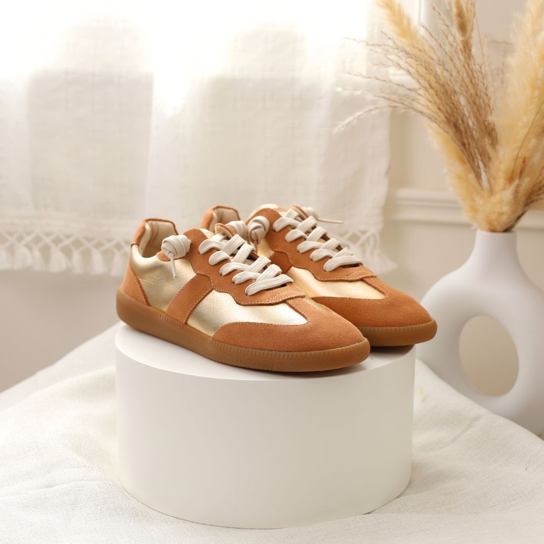 艾蜜莉真皮德訓鞋 香檳金