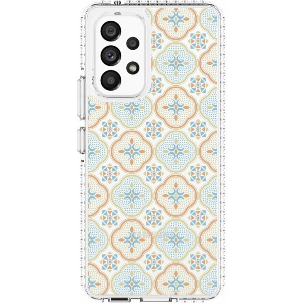 inblooom x The Hood Golden Case-Samsung Galaxy A53/Begonia Glass Pattern/Transparent Blue Grey