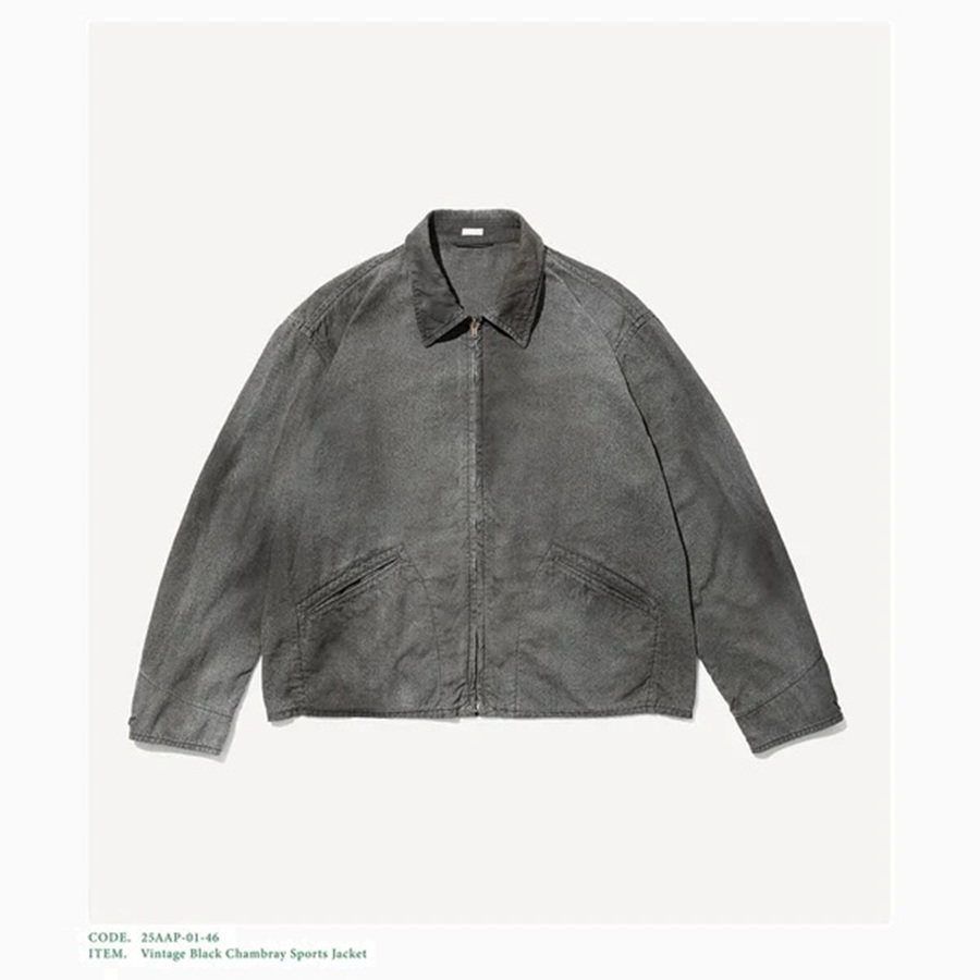A.PRESSE 2025 S/S VINTAGE BLACK CHAMBRAY JACKET (25AAP-01-46) - PRE ORDER ITEM (預訂中)