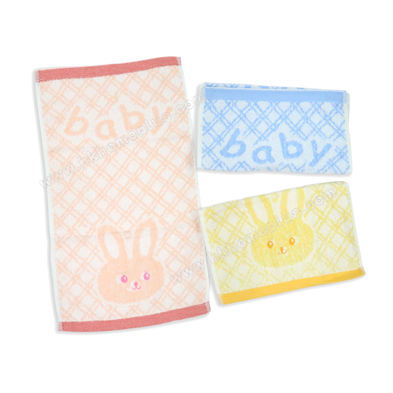 6條裝 三色純棉兔仔頭毛巾