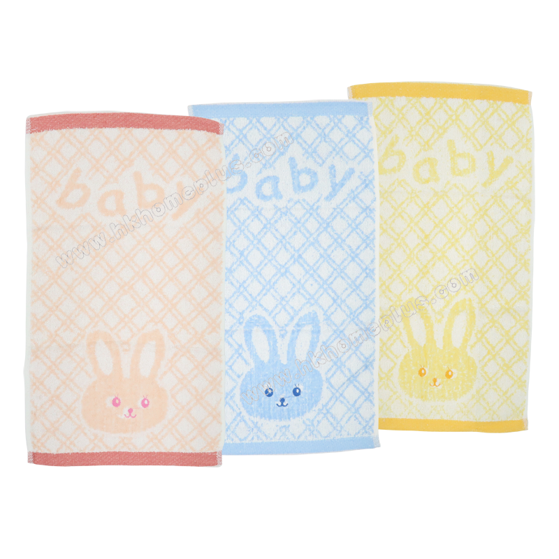 6條裝 三色純棉兔仔頭毛巾