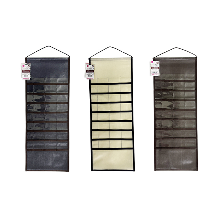 壁掛週間收納袋/棕、米、藍