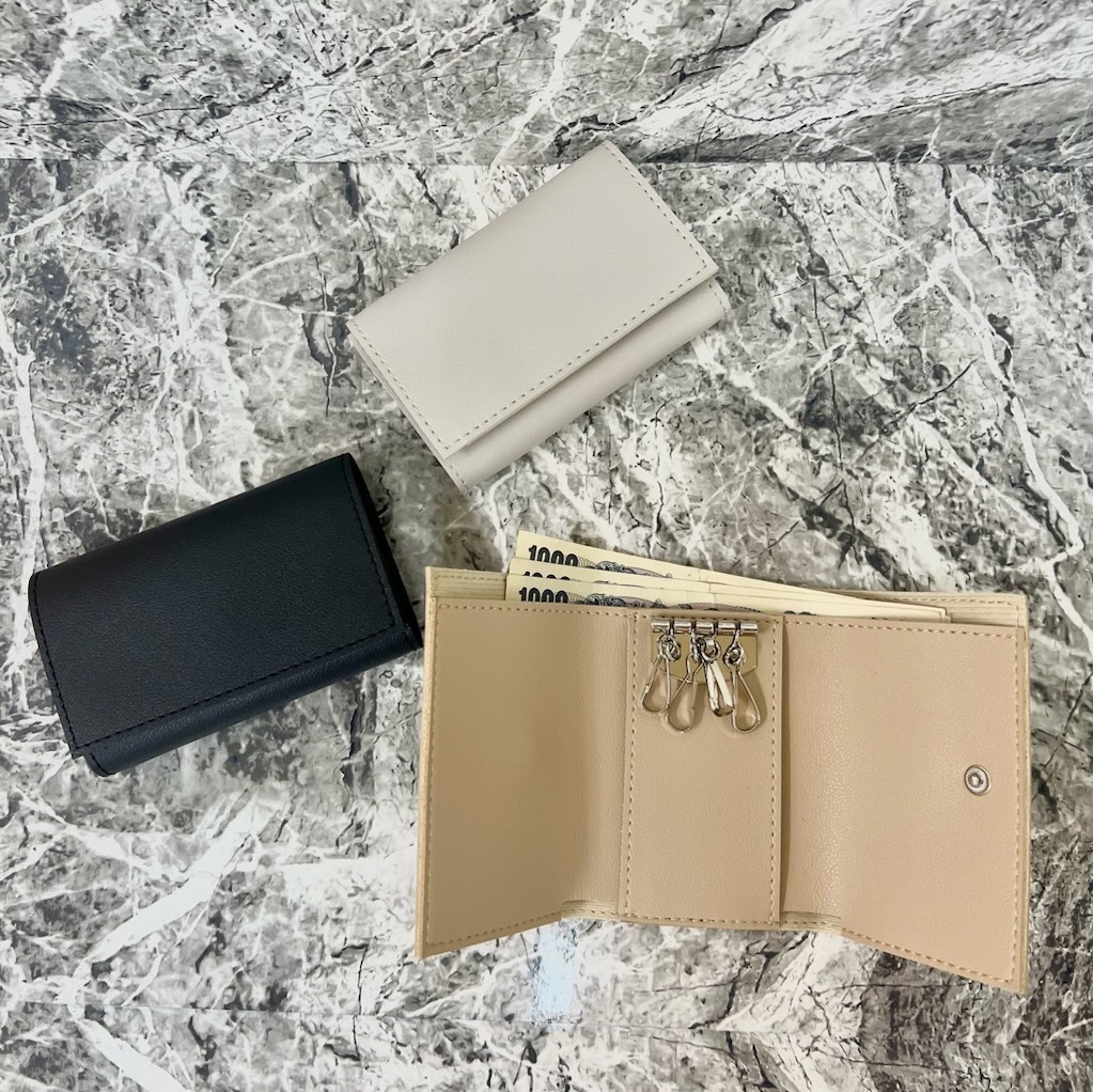 仿皮鑰匙包/黑、灰、米