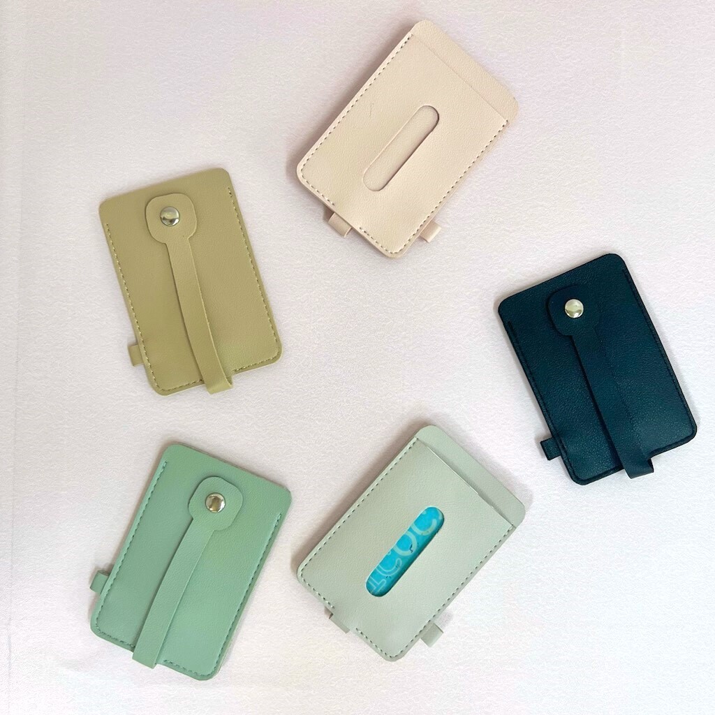 仿皮證件套/附鑰匙圈 米、粉、藍