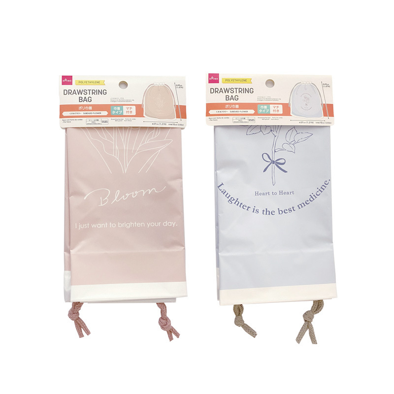 束口袋/花朵 粉、藍