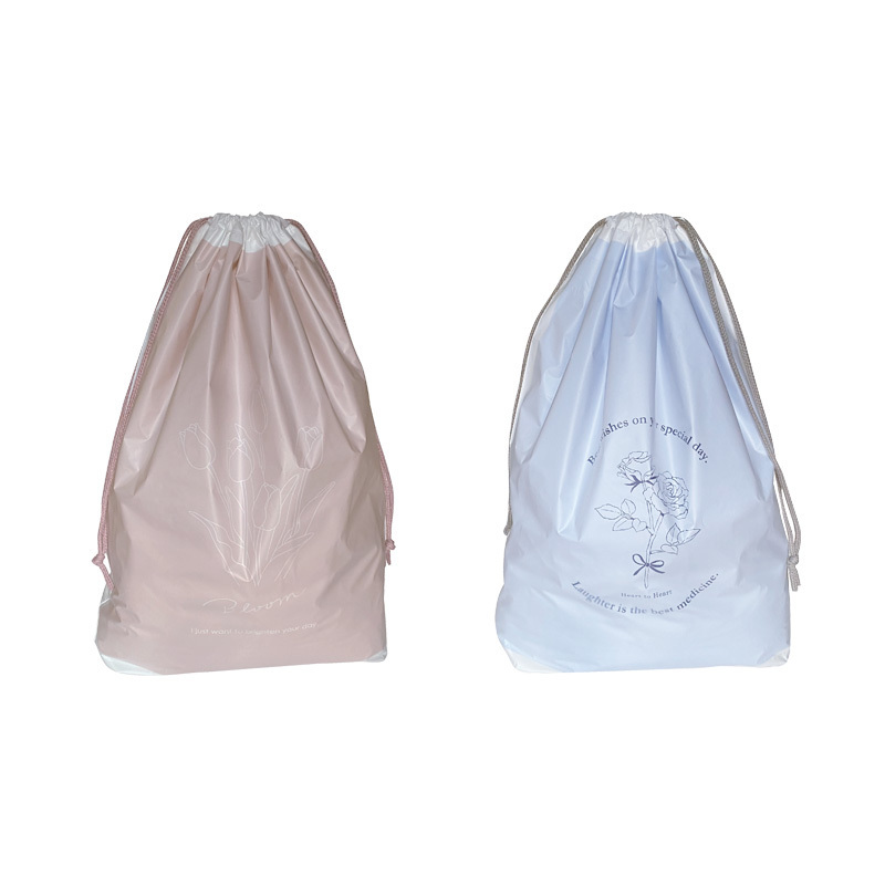 束口袋/花朵 粉、藍