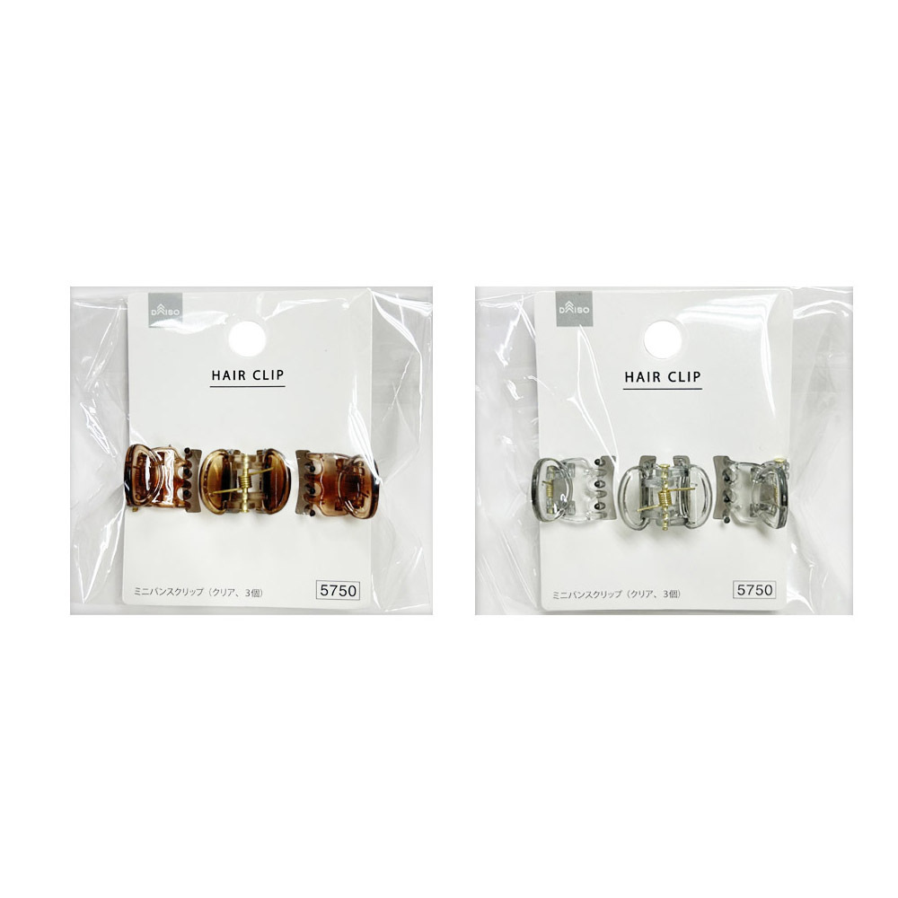 迷你髮夾/3入 棕、透明