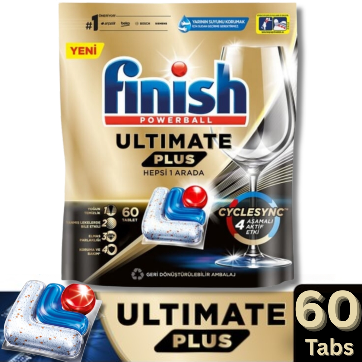Finish - Ultimate Plus 極淨洗碗凝珠 60 粒 - 洗碗機專用