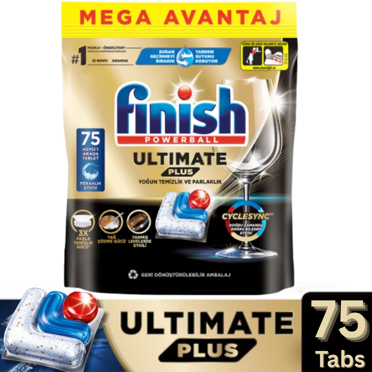 Finish - Ultimate Plus 極淨洗碗凝珠 75 粒 - 洗碗機專用