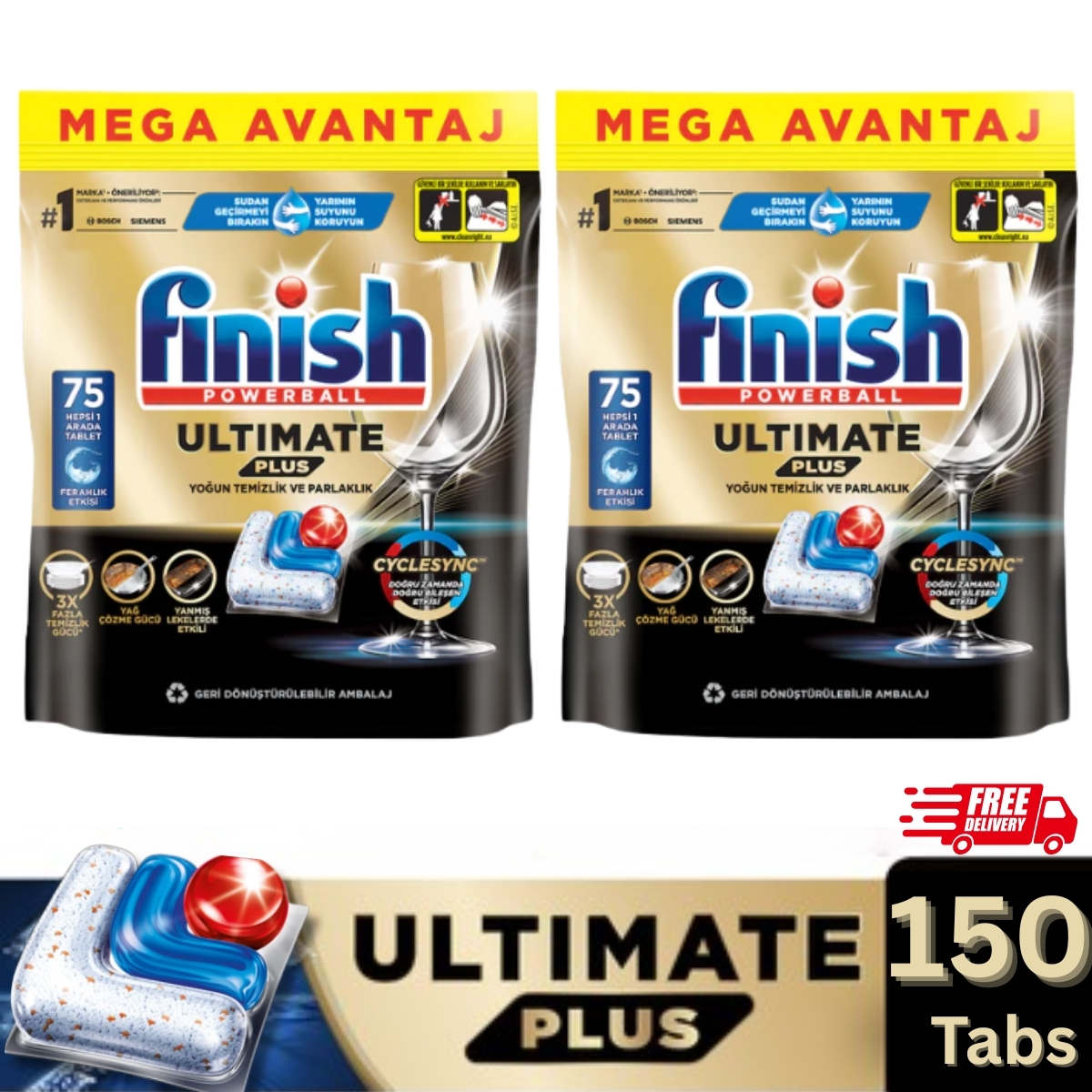 Finish - Ultimate Plus 極淨洗碗凝珠 75 粒 - 洗碗機專用