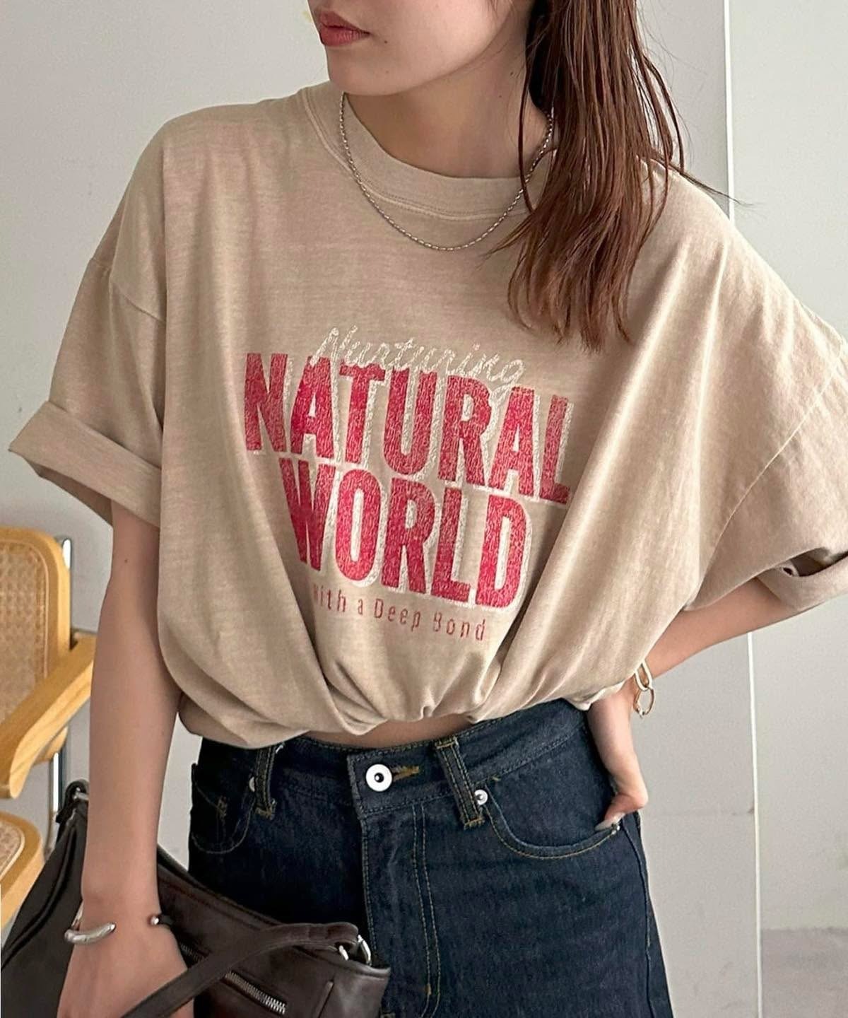 DISCOAT(ディスコート)  【ユニセックス】ピグメントアソートロゴTシャツ米褐色S（DPZ2051206A0007）