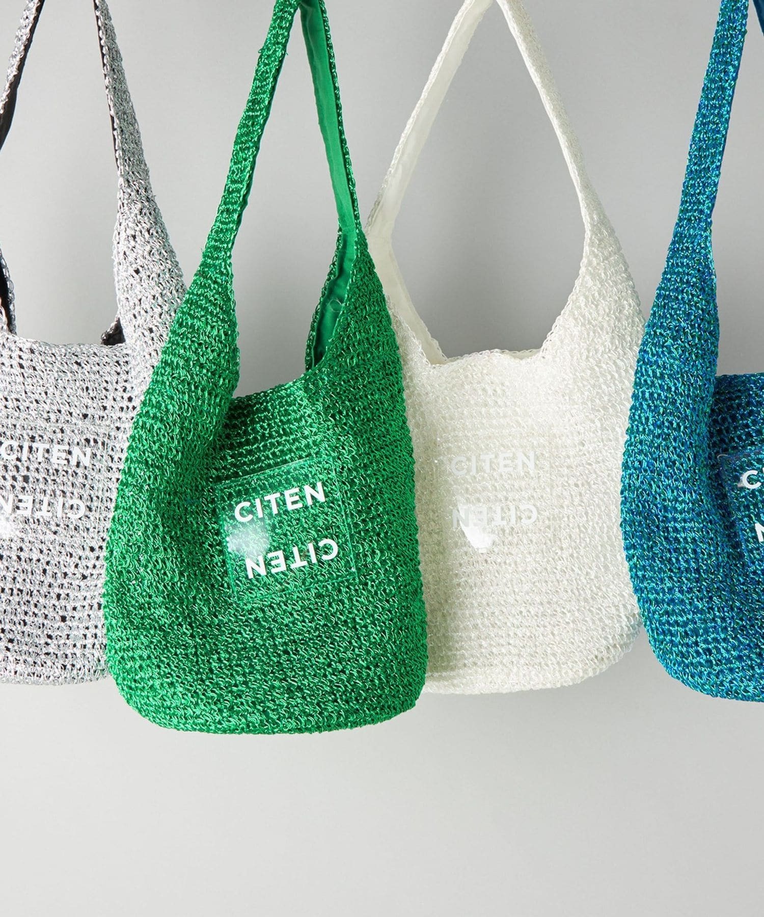 預購┃日本 CITEN 金屬光澤 編繩 洞洞 透明Logo 單肩包 手提包