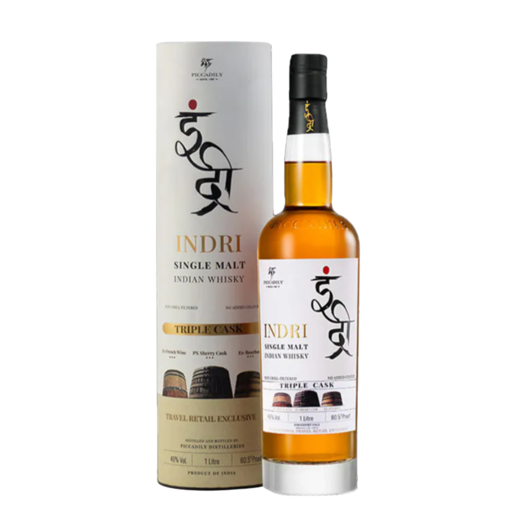 Indri Triple Cask Indian Whisky Single Malt 1000ml (白色圓盒) |印德里三桶單一麥芽威士忌