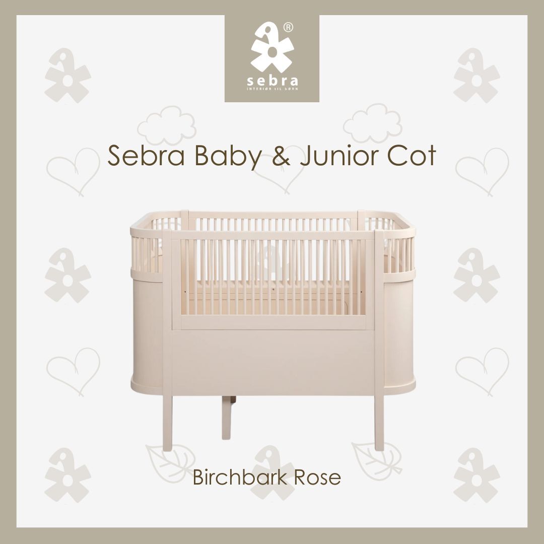 Sebra Baby & Jr Cot - Birchbark Rose
