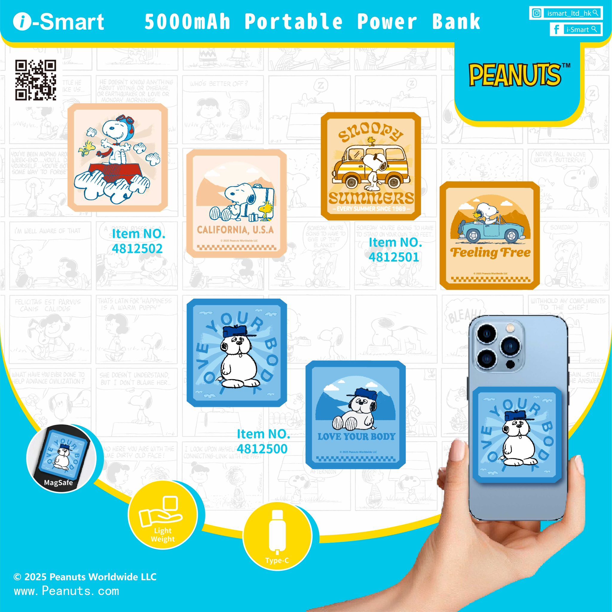 i-Smart 5000mAH Portable Power Bank-Snoopy系列