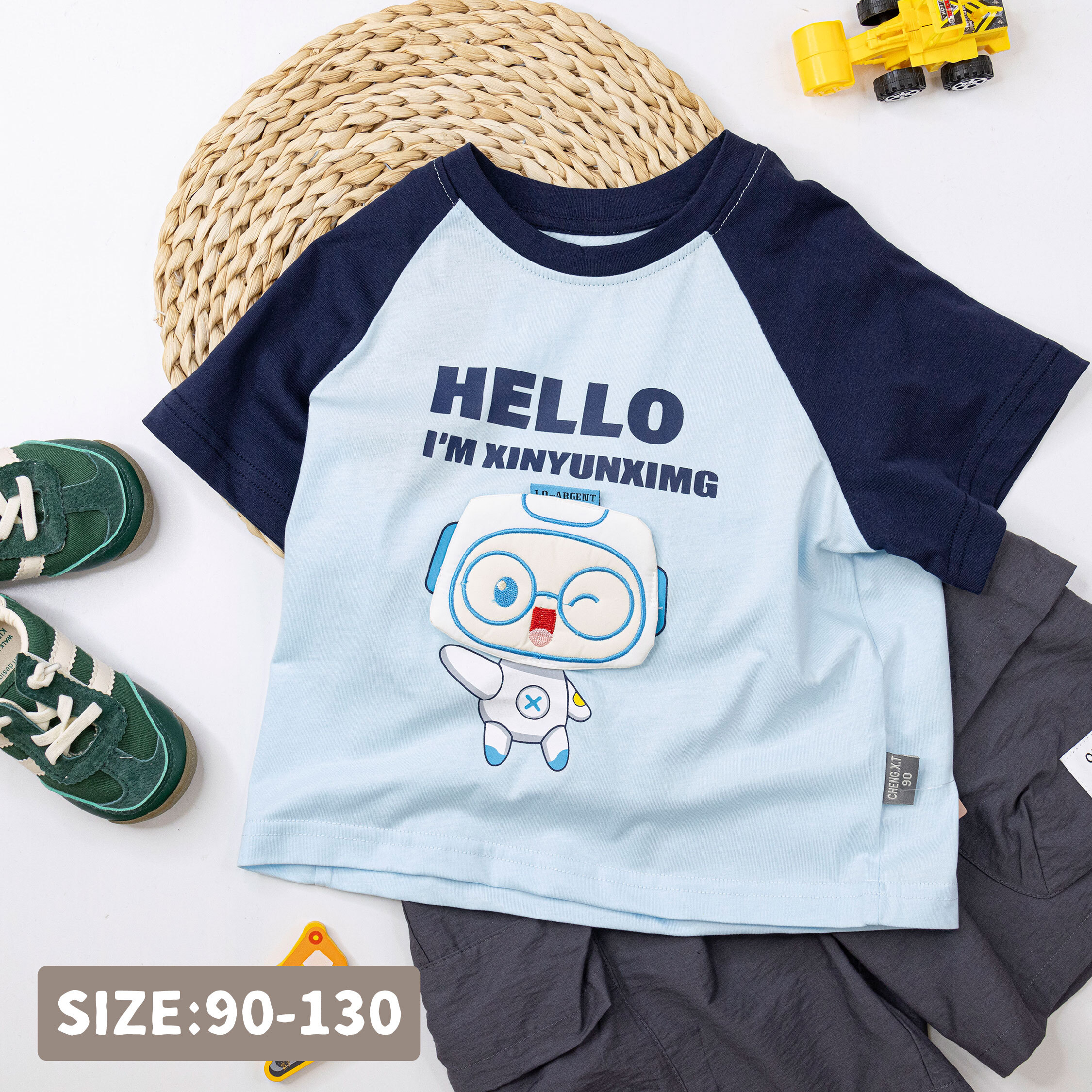 【H50344】HELLO機器人立體設計上衣