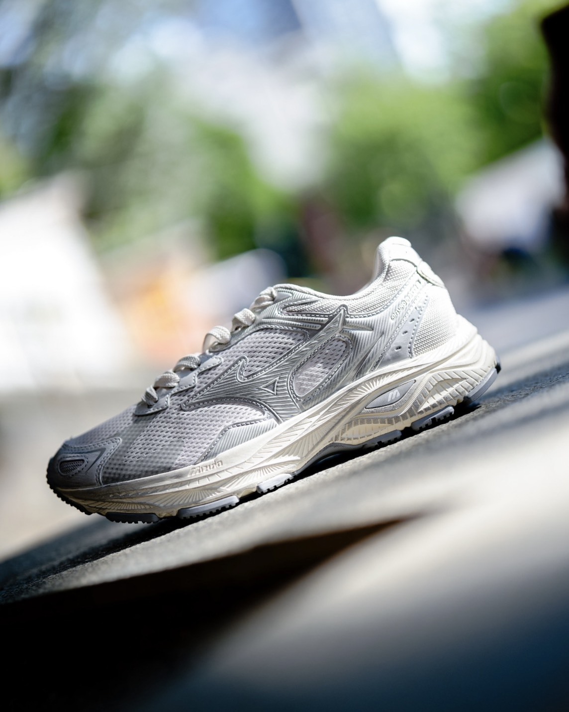 預購MIZUNO RACER S 復古慢跑鞋髒髒鞋做舊銀灰D1GH223518