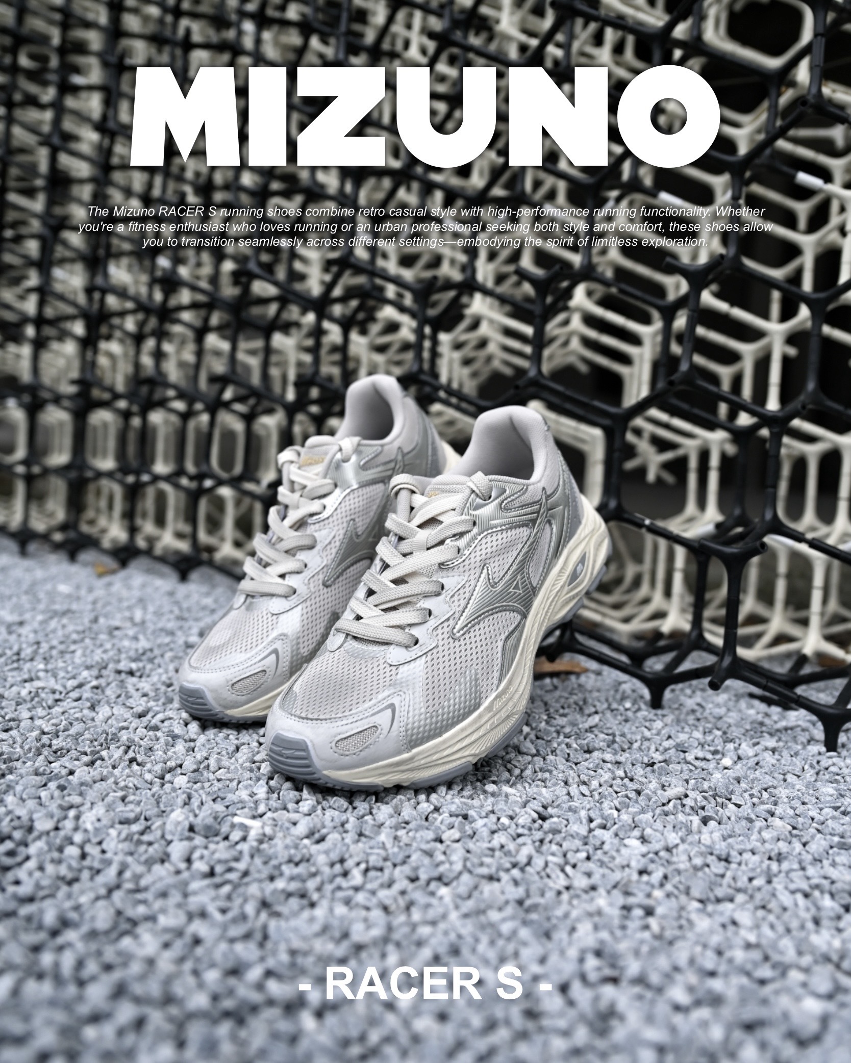 #代購 MIZUNO RACER S 復古慢跑鞋 髒髒鞋 做舊銀灰 D1GH223518