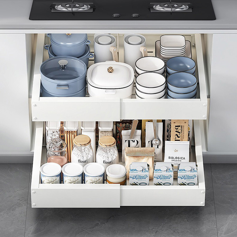 【AOTTO】免打孔自由伸縮廚房下水槽抽屜置物架(KC-006)