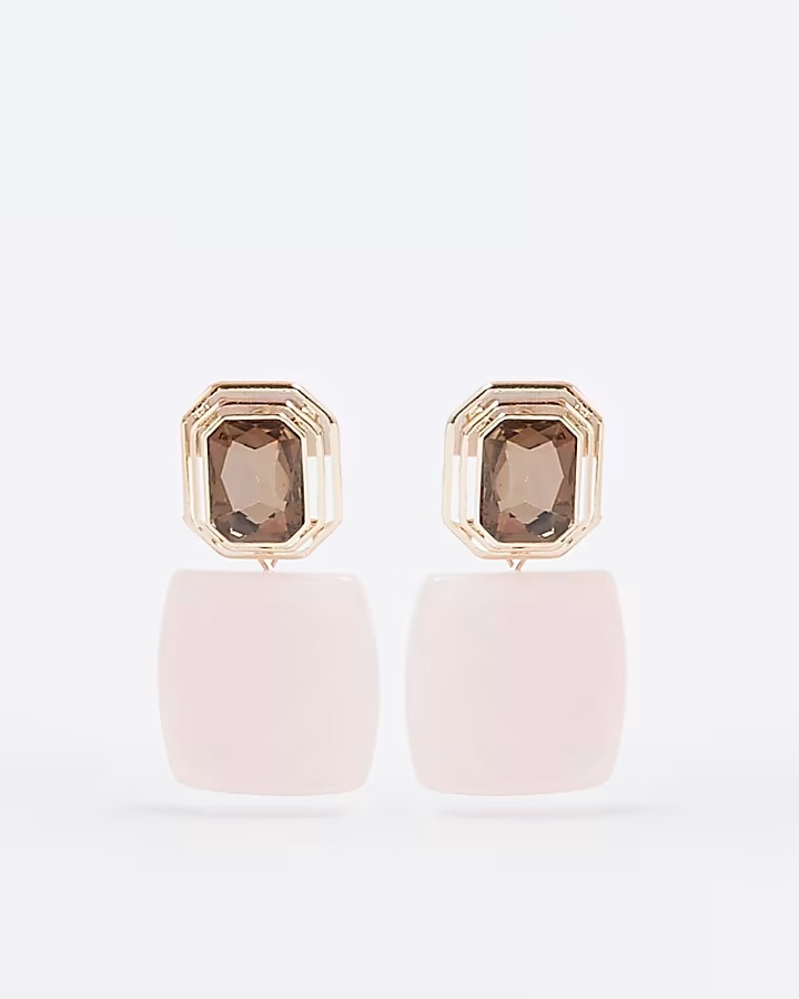 Baby Pink粉紅色綴飾寶石耳環