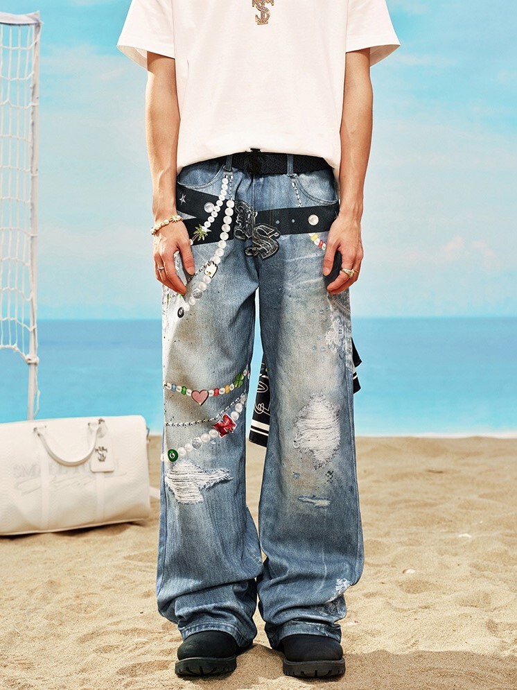 STK x MEDM聯名 SmallTownKid 3D打印 夏日串珠 刷破BAGGY 牛仔褲