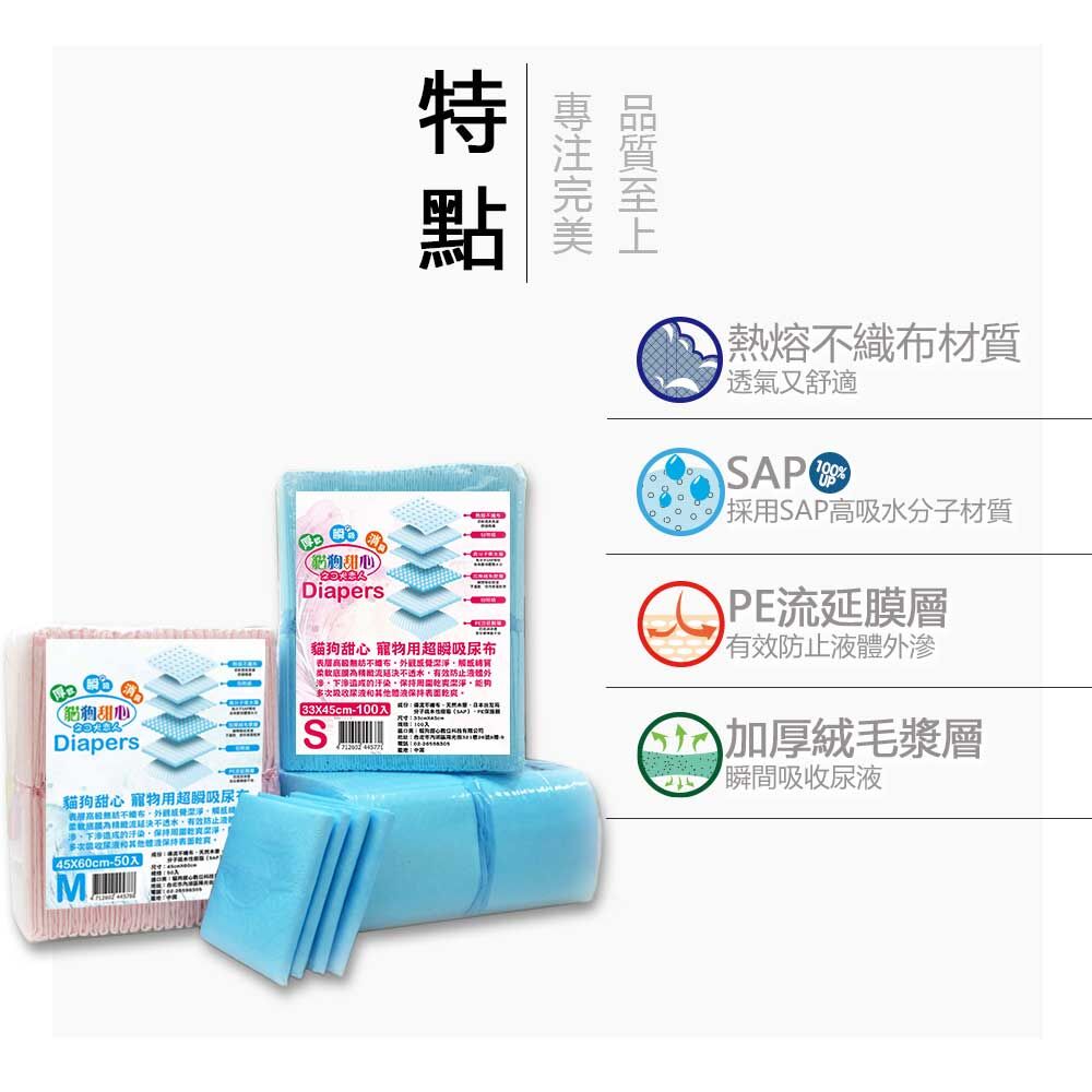 貓狗甜心 超瞬吸尿布墊 S/M/L 狗尿墊 寵物尿墊