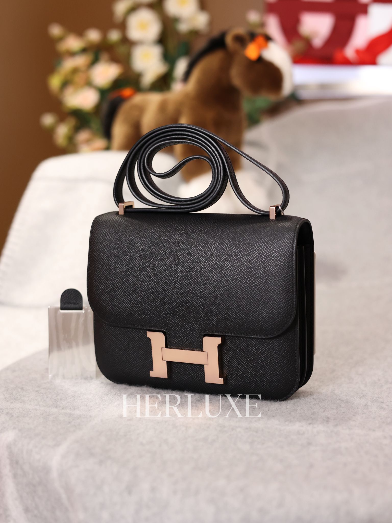 Constance mini mirror 89 noir cd epsom B （二手99%new）