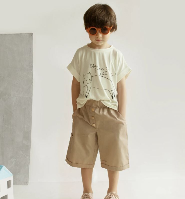 BIANCA & NOE 插畫工裝褲 Notebook shorts-hazelnut