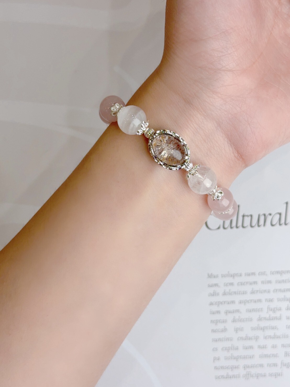 粉晶/綠幽靈/白幽靈/白水晶手鍊