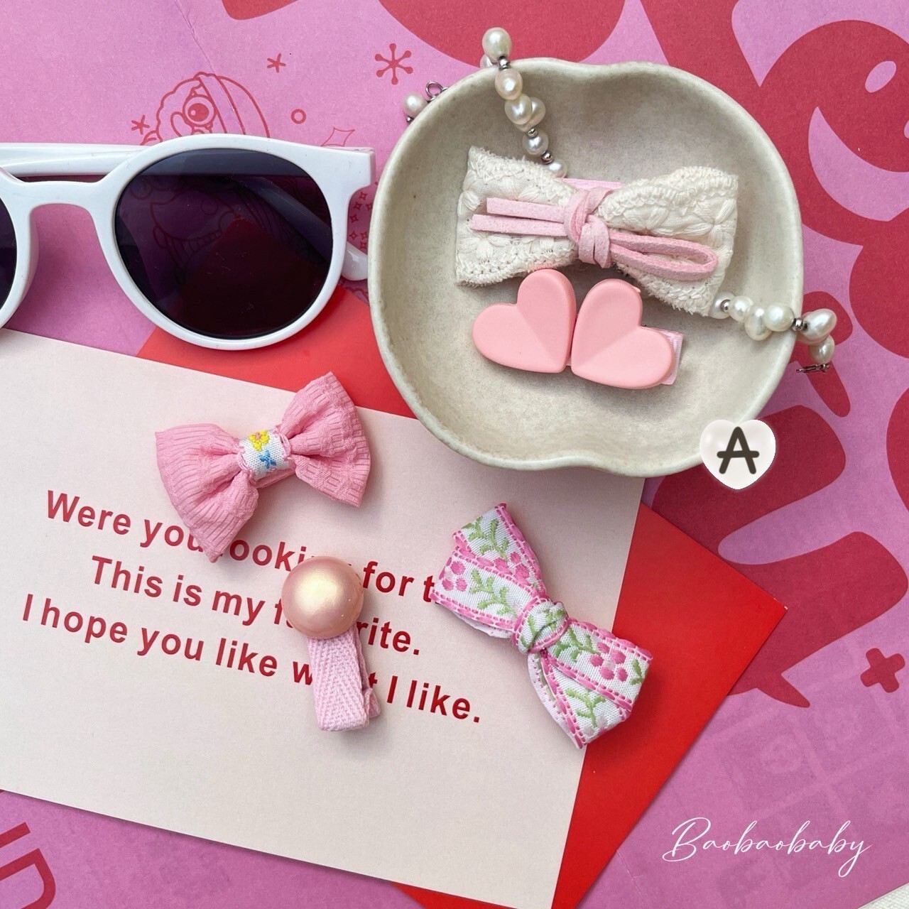 粉嫩泡泡髮夾組