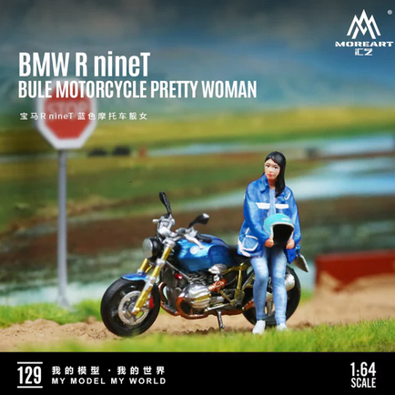 MOREART FIGURE - BMW R NINET BLUE MOTORCYCLE PRETTY WOMAN