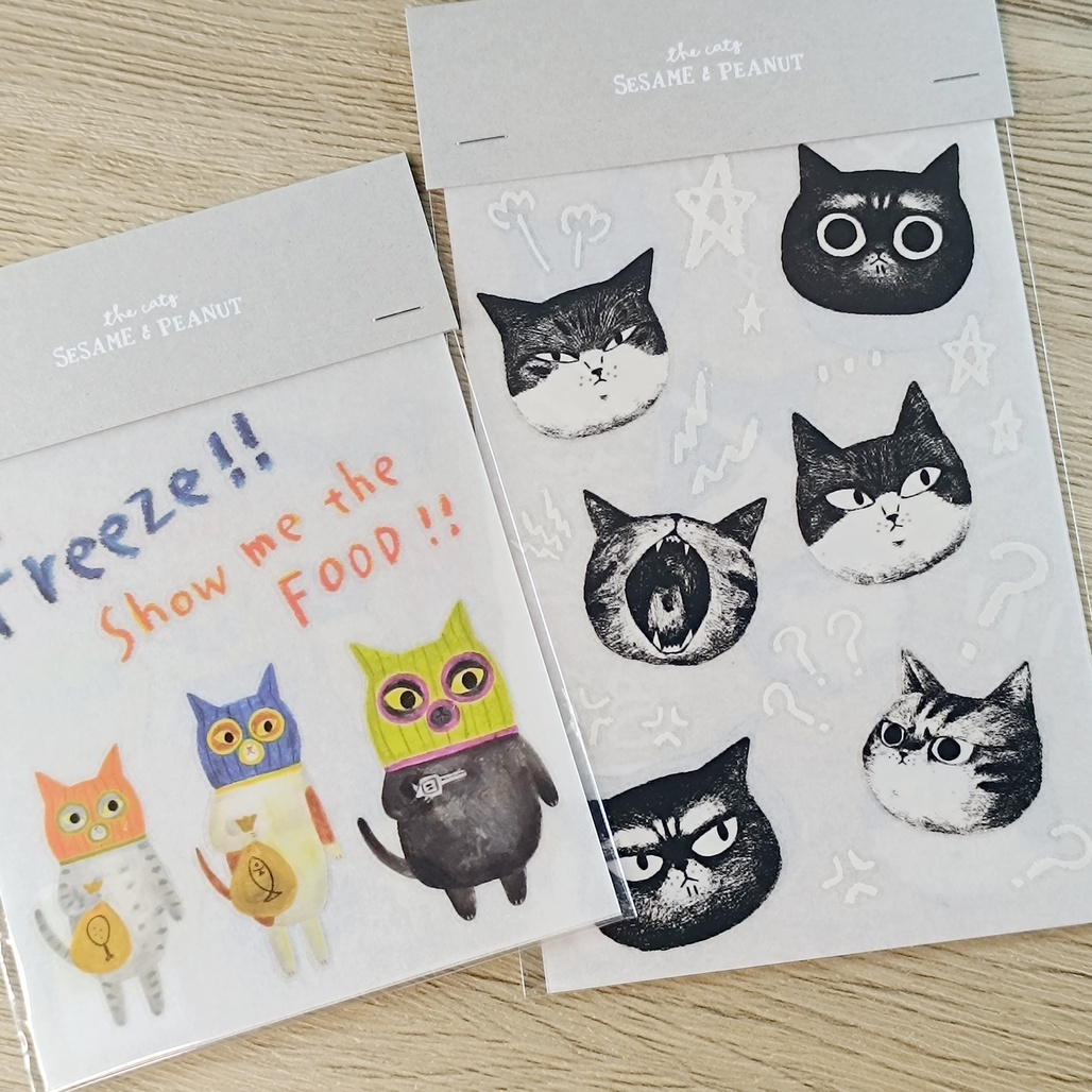 大芝麻小花生．小搶匪/臭貓頭 感壓轉印貼紙