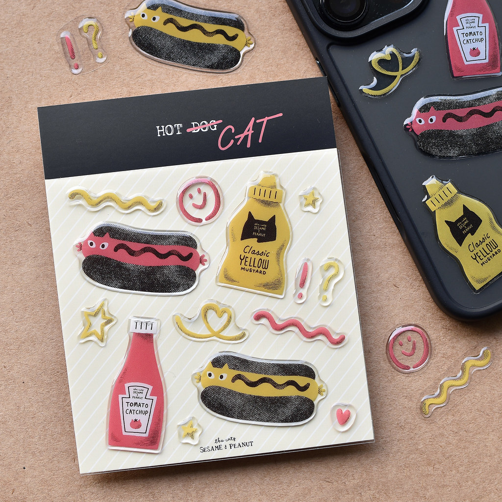 大芝麻小花生．冰淇淋貓/熱貓 滴膠貼紙