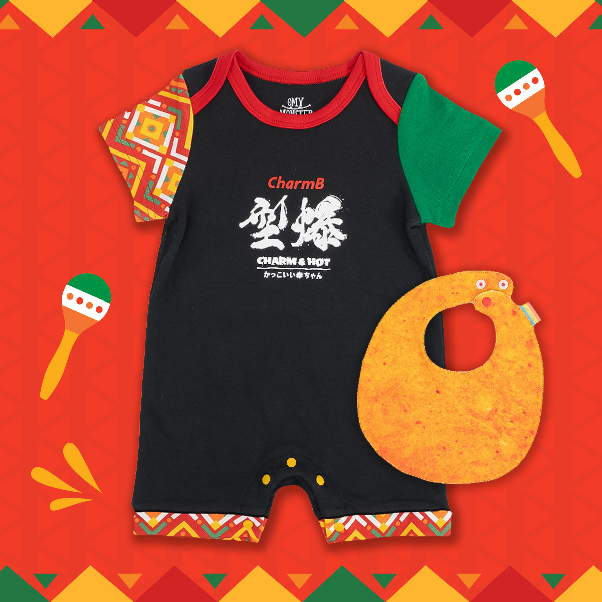 型爆Charm B短袖連身衣連口水肩