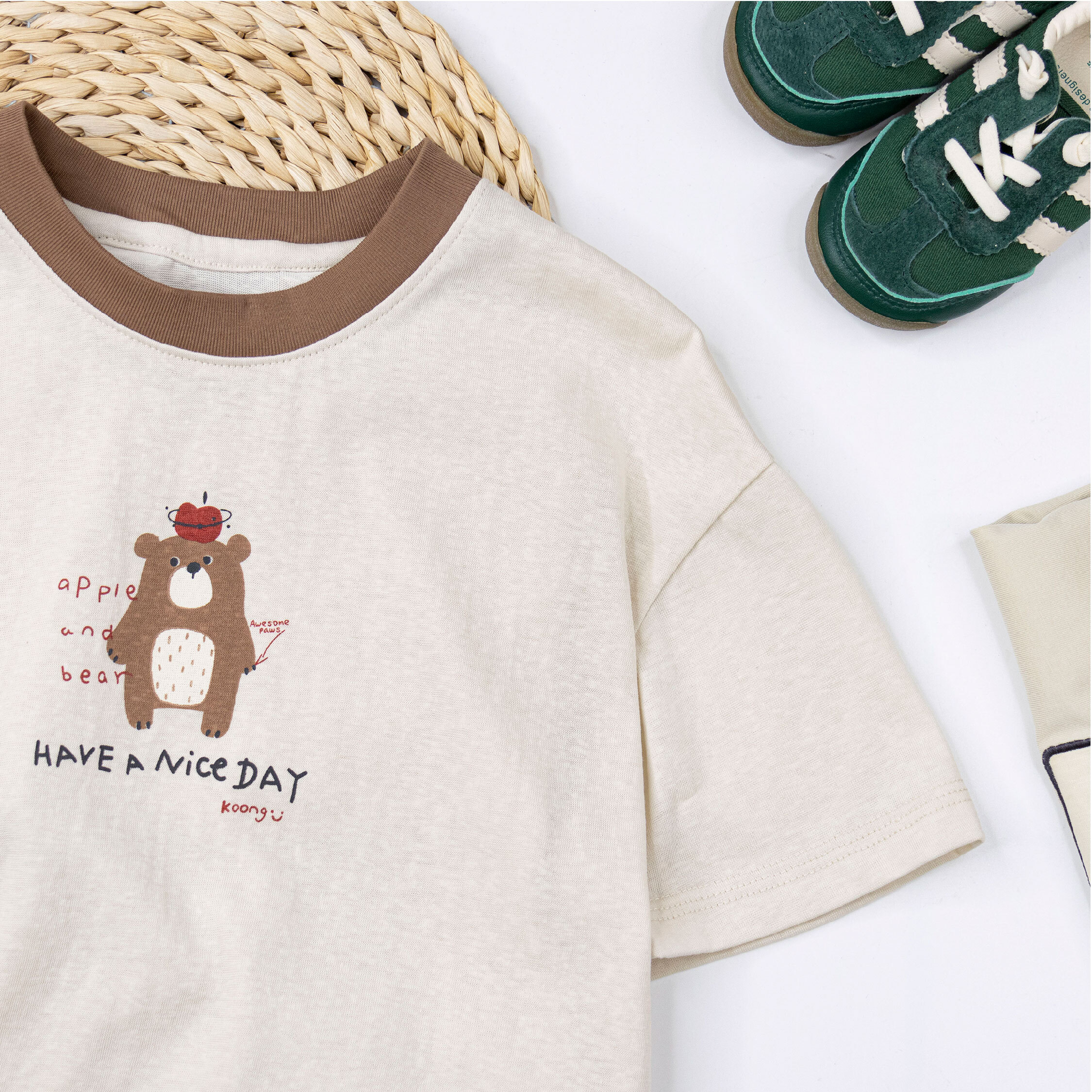 【H50591】童趣蘋果小熊上衣