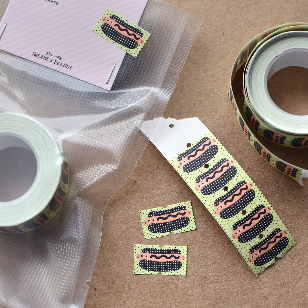 大芝麻小花生．冰淇淋貓貓/熱貓 標籤機貼紙膠帶 <整捲/分裝>
