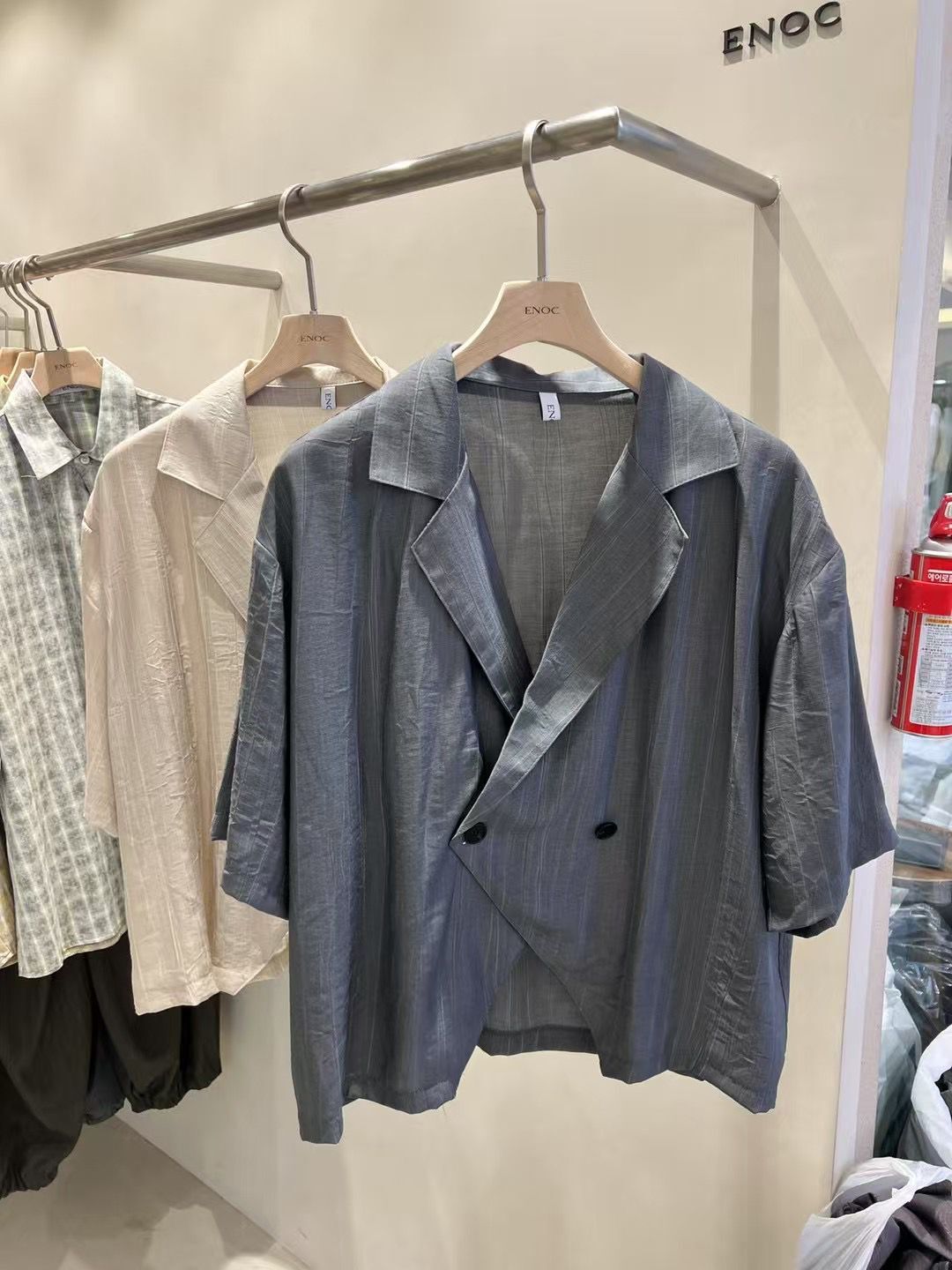 直紋短袖西裝褸 ENOC-031JK