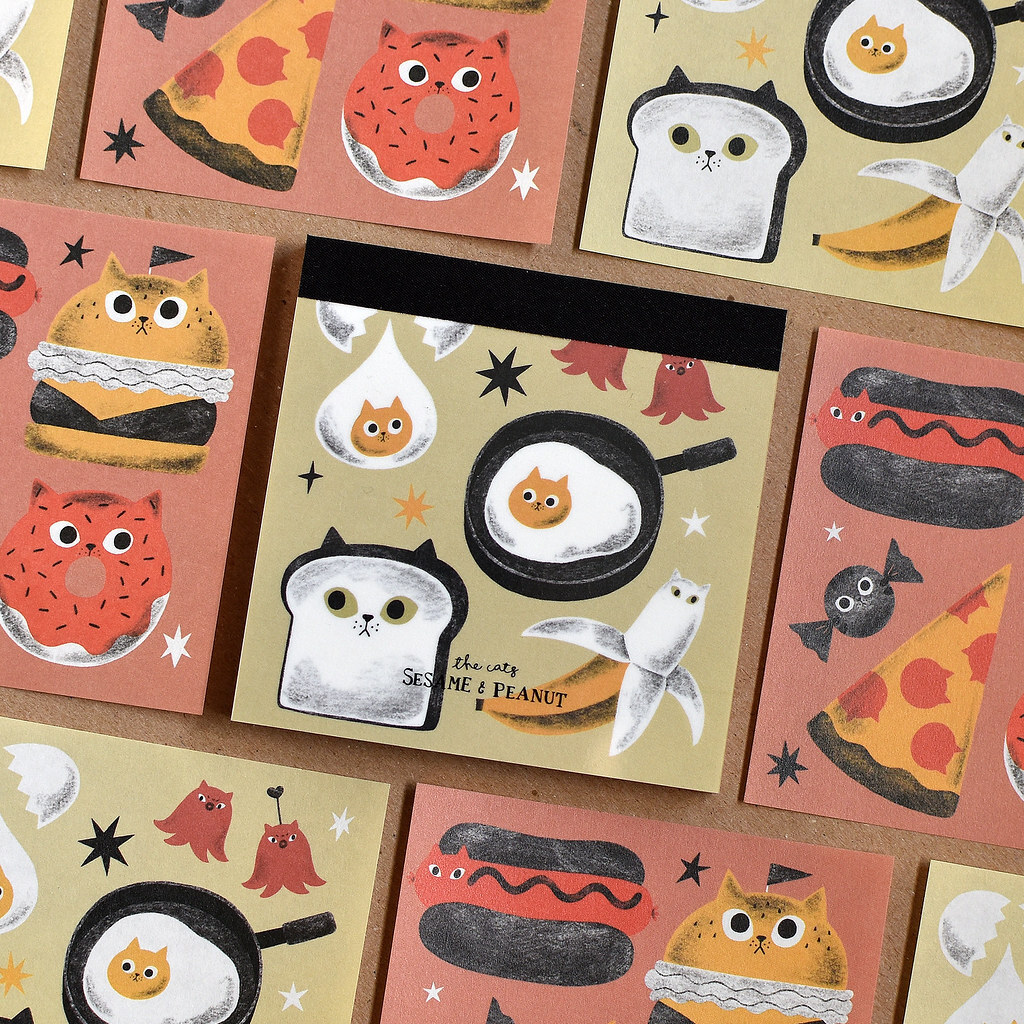 大芝麻小花生．好好吃的貓/梳妝打扮完去吃下午茶 便條紙