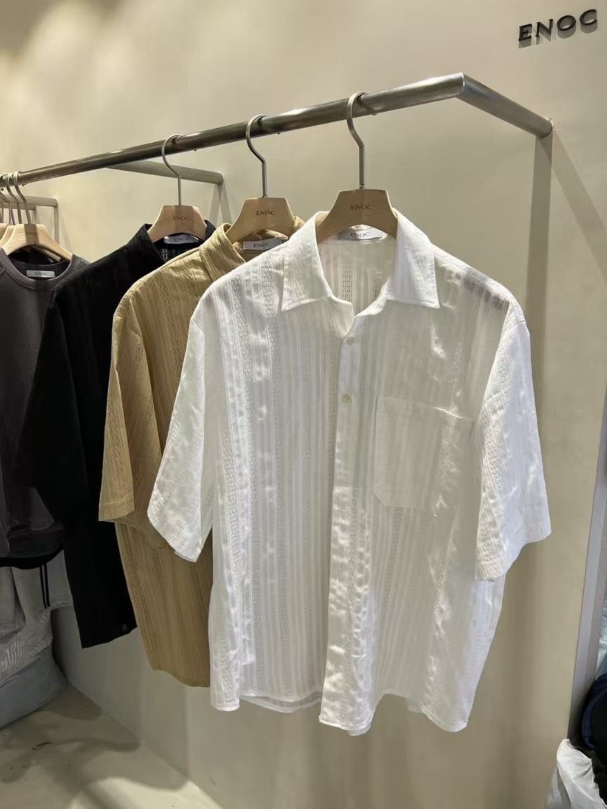 淨色暗花紋短袖恤衫 ENOC-033S