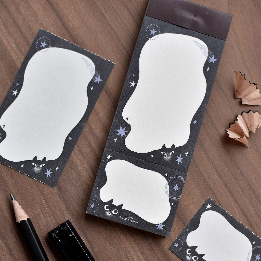 大芝麻小花生．黑貓星空 便條紙 便簽